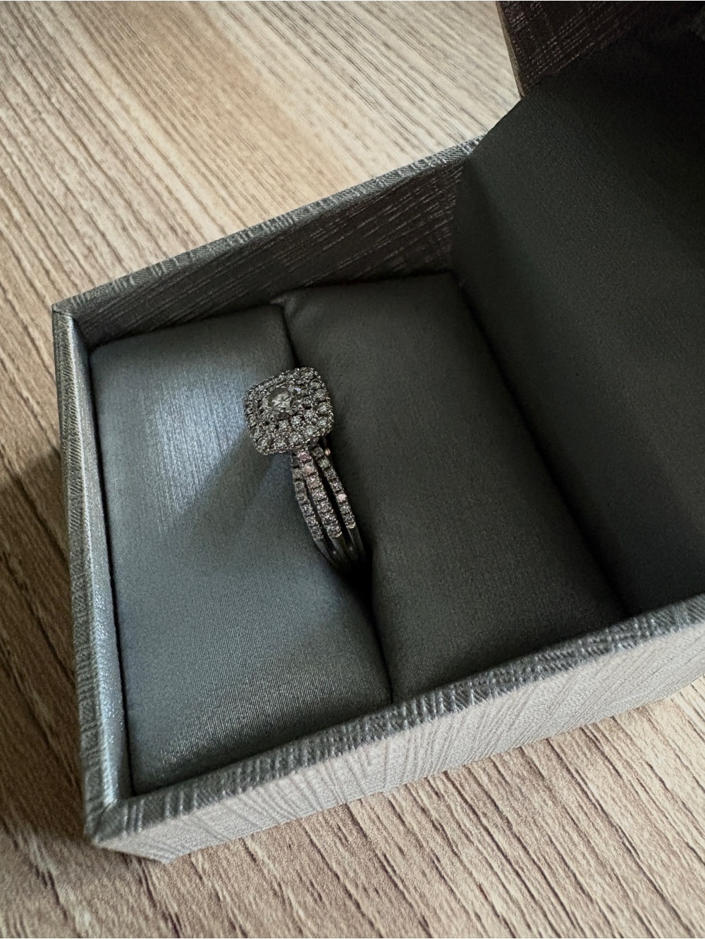 Zales Sterling Silver Double-Band Halo Ring with Clear Stones - Silver - Picture 3 of 4
